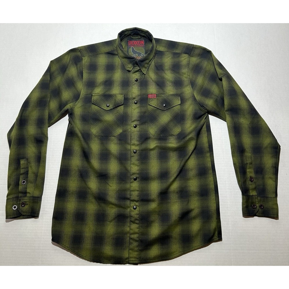 Dixxon Men's Long Sleeve Flannel Lone Wolf Medium Biker Classic Pearl Buttons